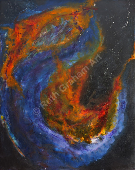 Original abstract space painting by Ruth Graham